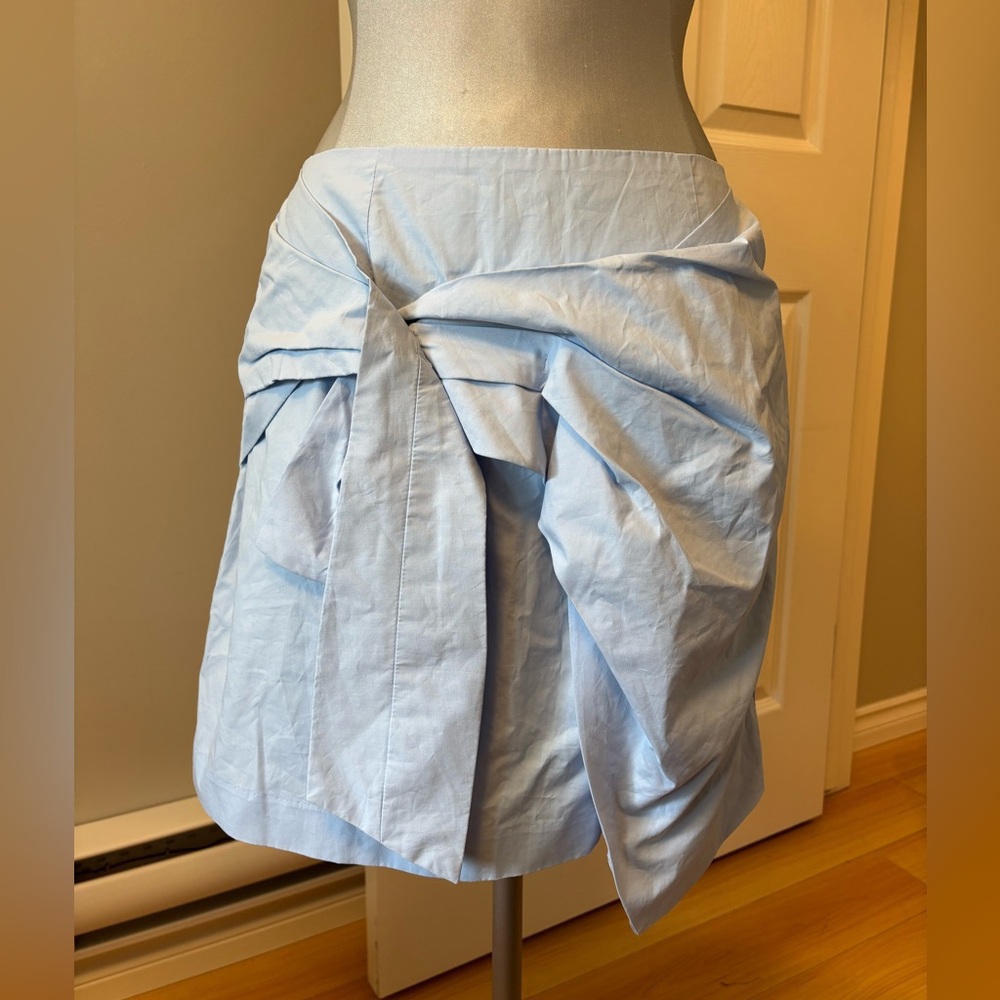 New Farrow Blue Mini Skirt with Ruched Style Front